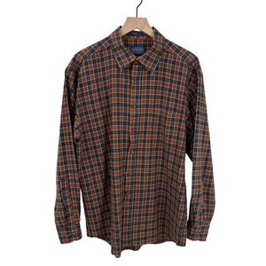 Pendleton Fine Worsted Wool‎ Brown Plaid Men's Button Down XL